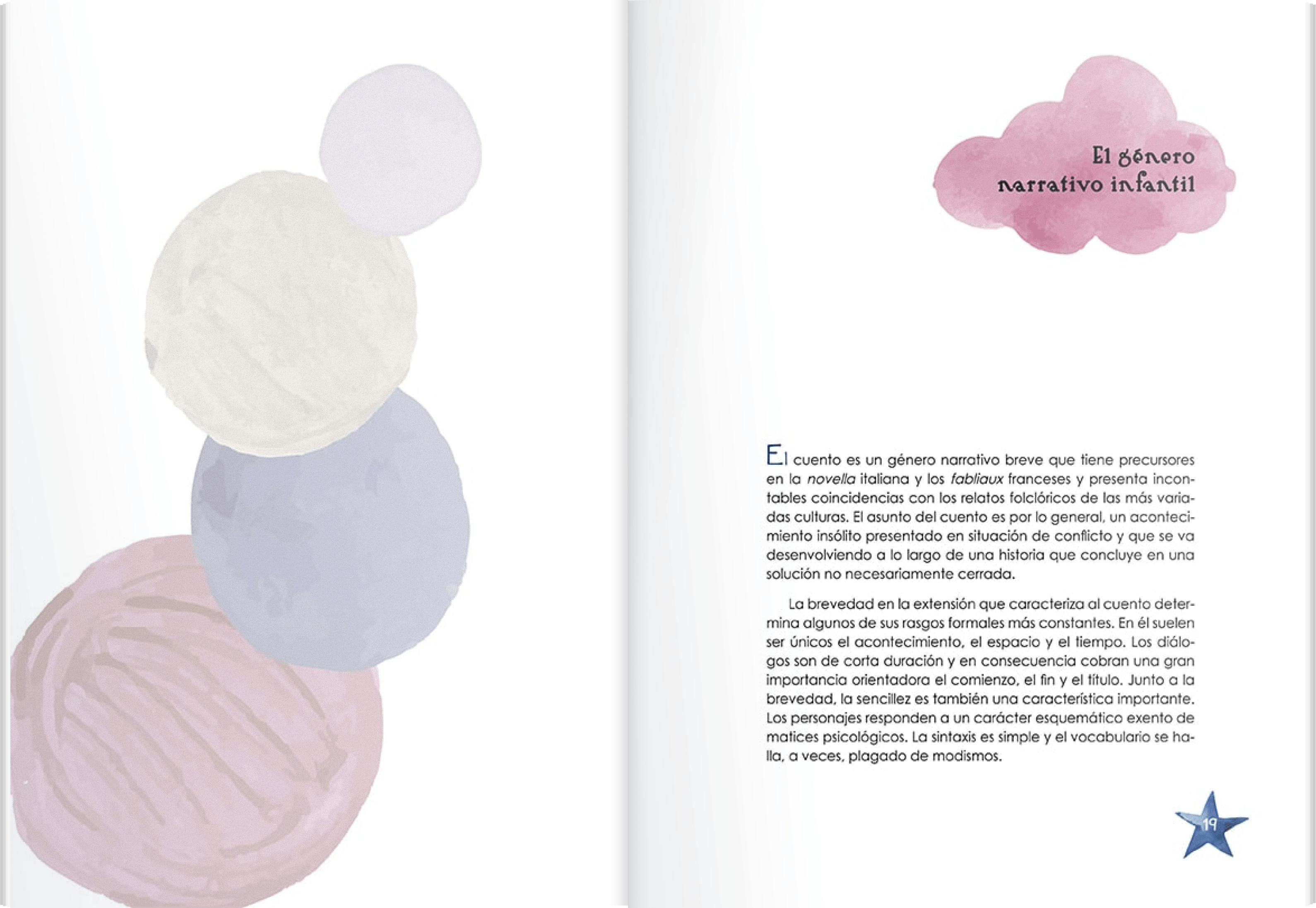 Simulación del interior de un libro titulado “El cuento infantil” de María Isabel Borda Crespo.