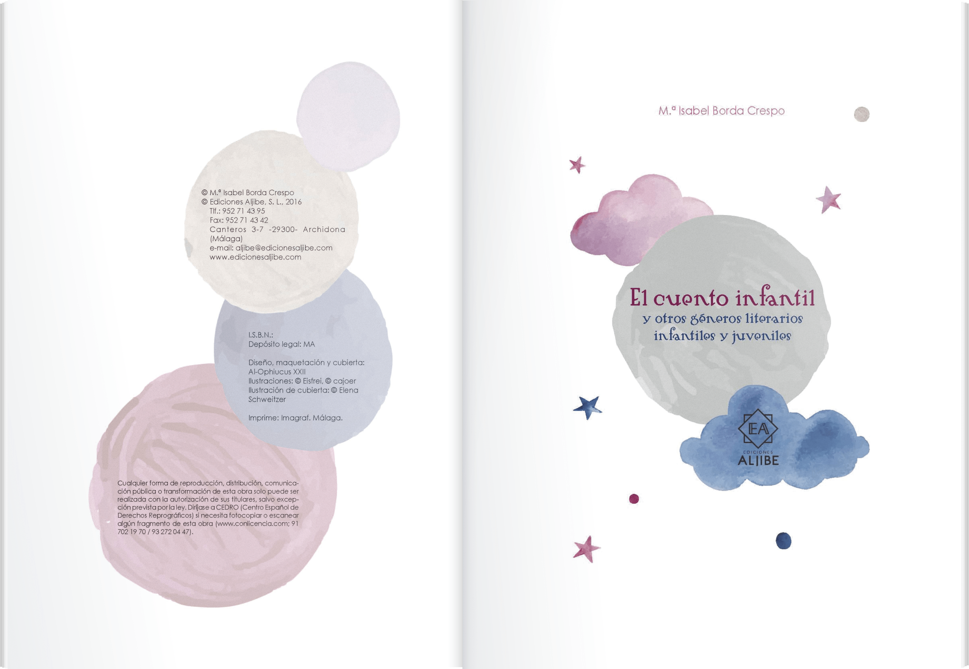 Simulación del interior de un libro titulado “El cuento infantil” de María Isabel Borda Crespo.
