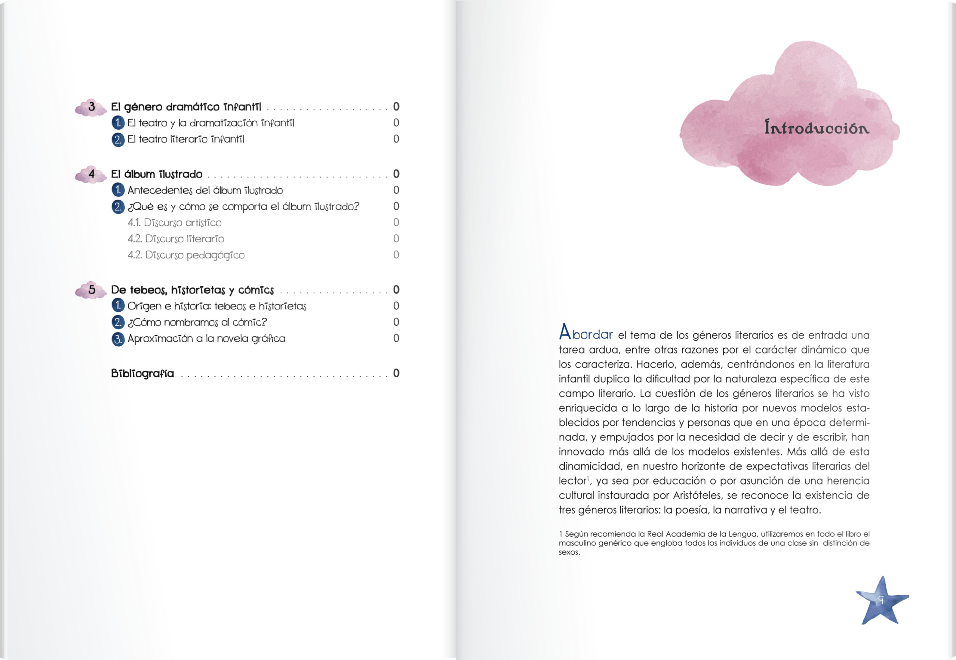 Simulación del interior de un libro titulado “El cuento infantil” de María Isabel Borda Crespo.