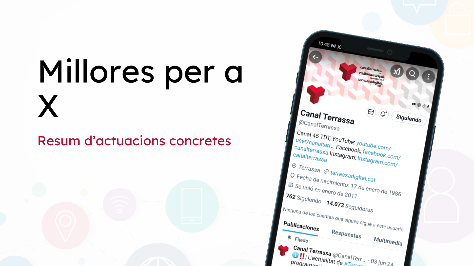 Pantalla de la presentación del informe de investigación de las redes sociales de Canal Terrassa: X