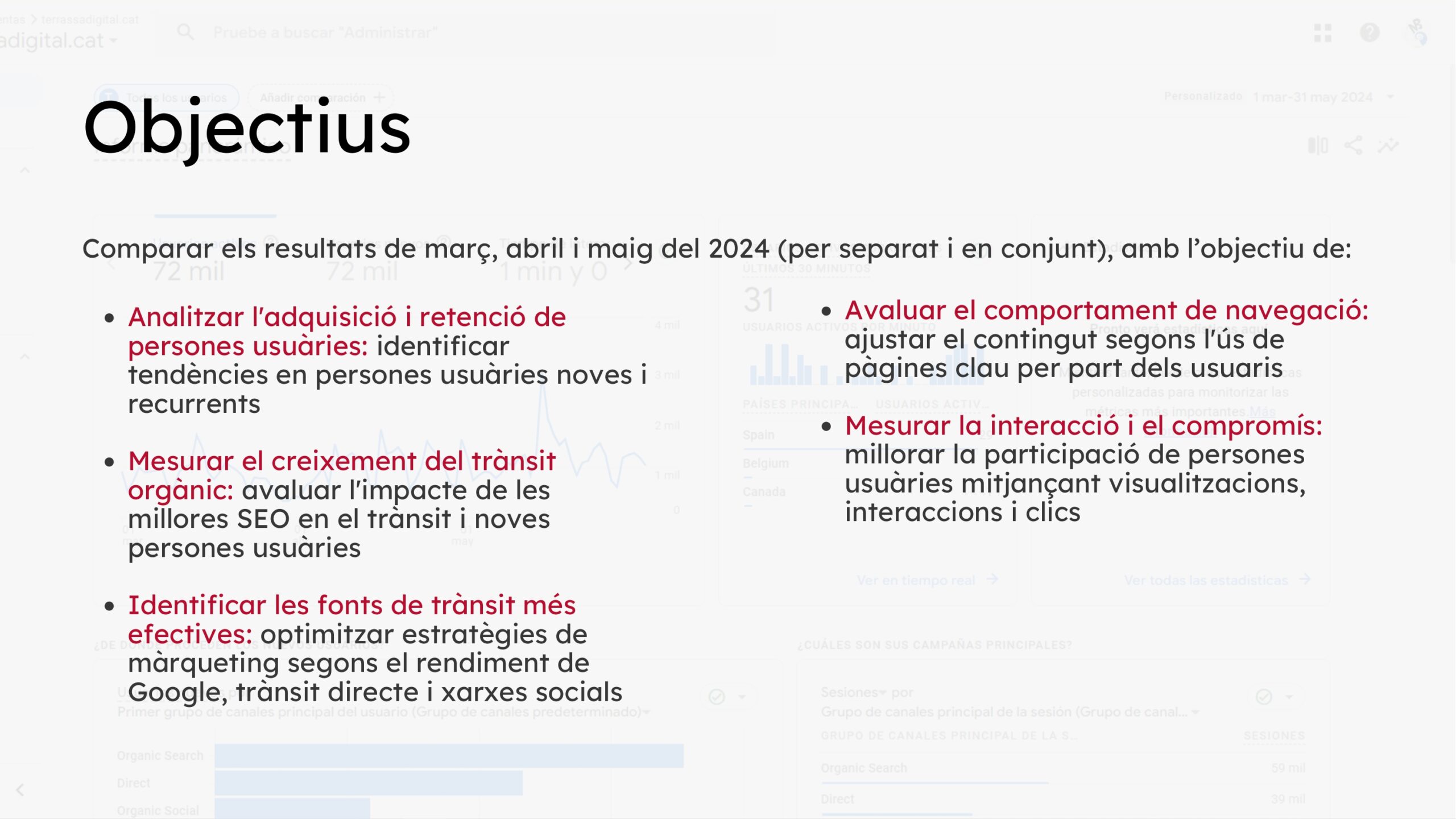 Pantalla de la presentación del informe de mejoras de la web Terrassa Digital